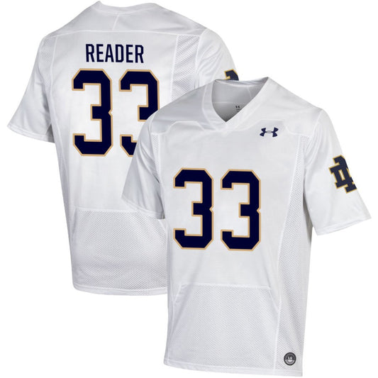 Tre Reader Men's Under Armour White Notre Dame Fighting Irish Pick-A-Player NIL Replica Football Jersey