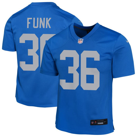 Jake Funk Youth Nike Blue Detroit Lions Alternate Custom Game Jersey