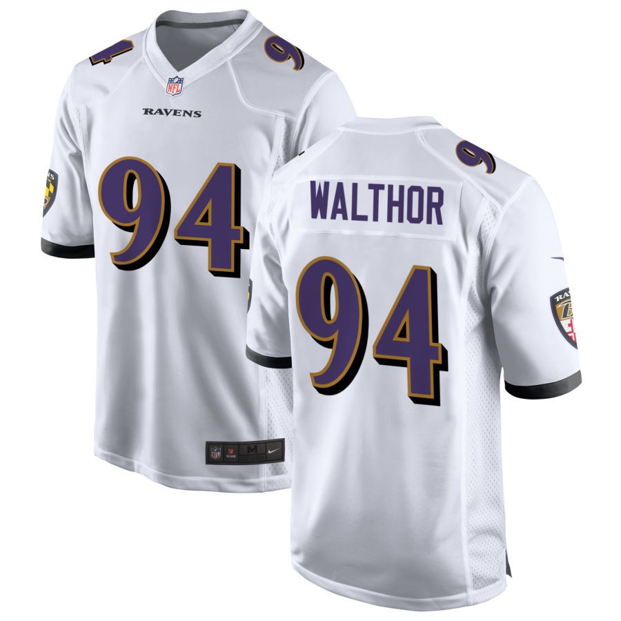 Tremel Walthor Men's Nike White Baltimore Ravens Custom Game Jersey