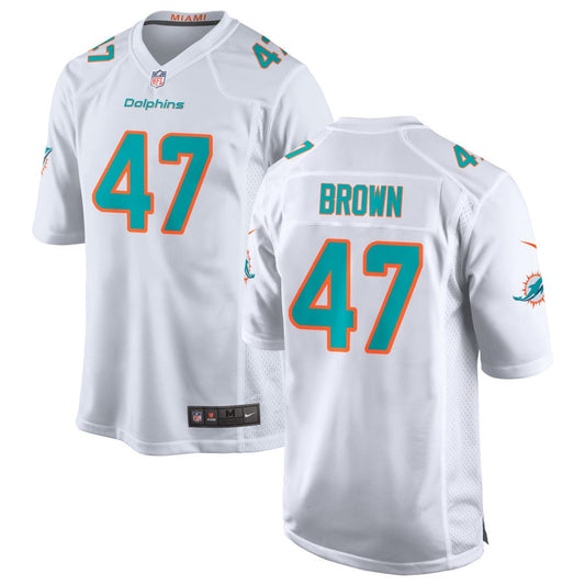 Cam Brown Men's Nike White Miami Dolphins Custom Game Jersey