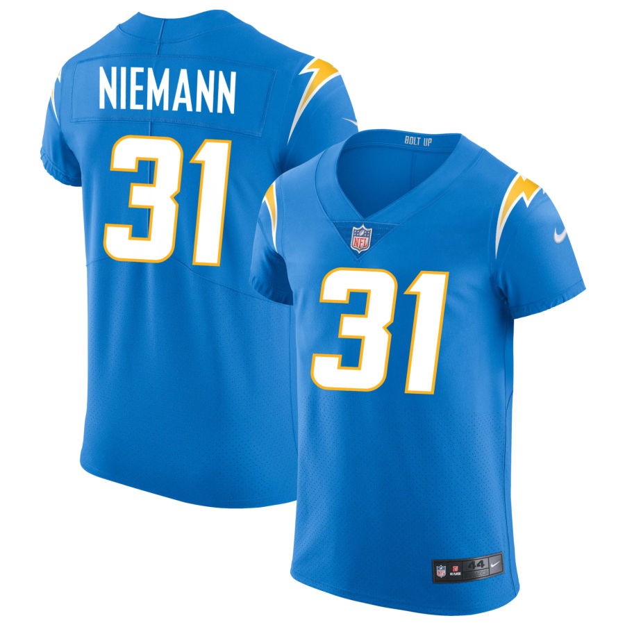 Nick Niemann Men's Nike Powder Blue Los Angeles Chargers Vapor Elite Custom Jersey