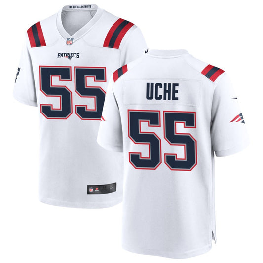 Joshua Uche Men's Nike White New England Patriots Custom Game Jersey