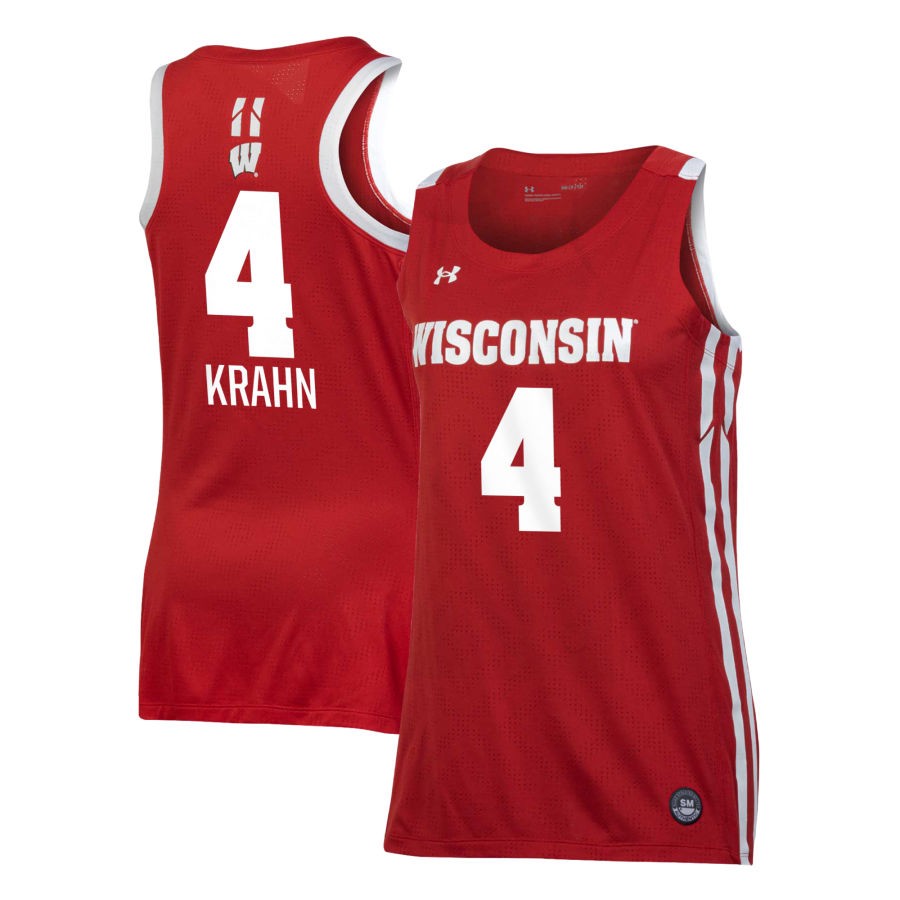 Lily Krahn Women's Under Armour Red Wisconsin Badgers Pick-A-Player NIL Women's Basketball Jersey