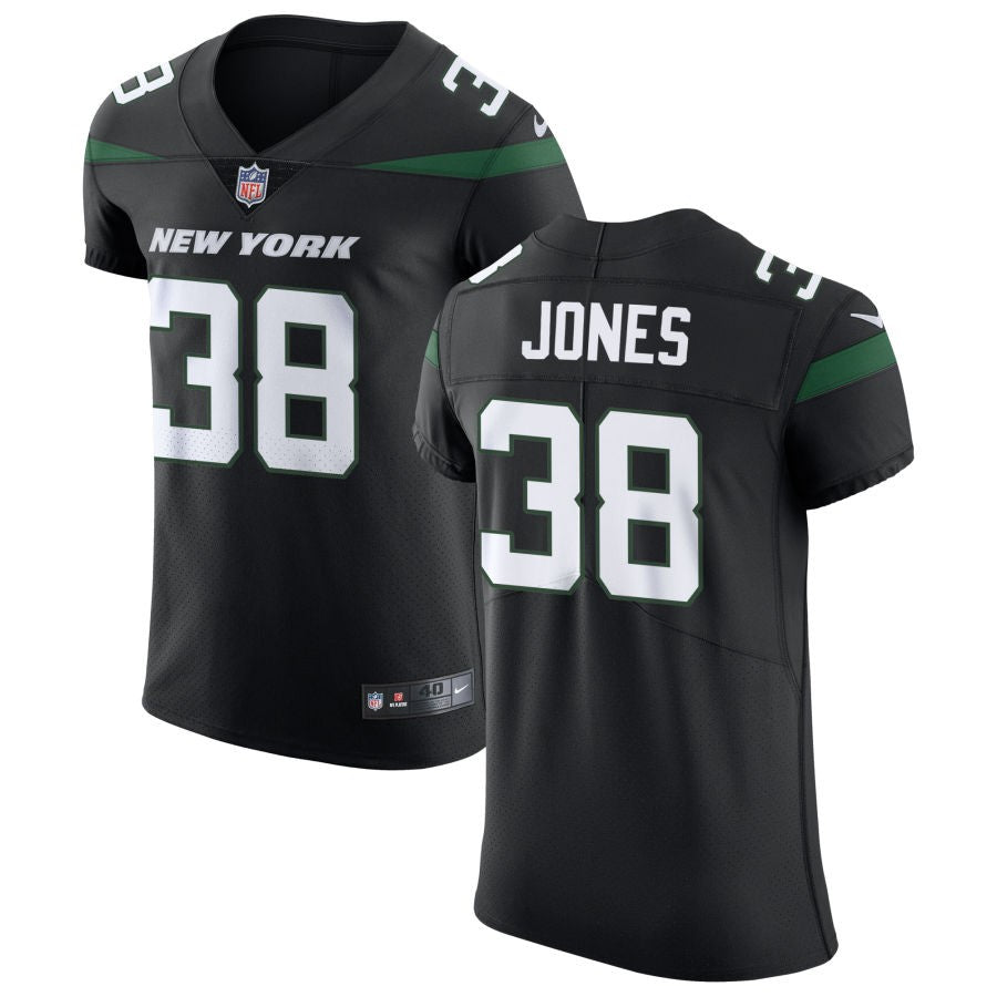 Myles Jones Men's Nike Stealth Black New York Jets Vapor Untouchable Elite Custom Jersey