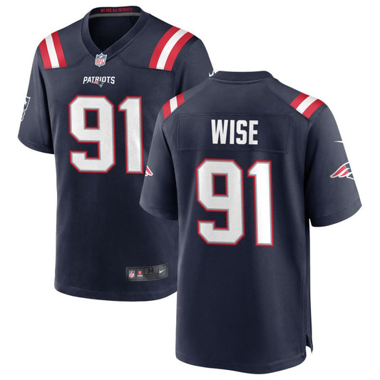 Deatrich Wise Men's Nike New England Patriots Navy Custom Game Jersey