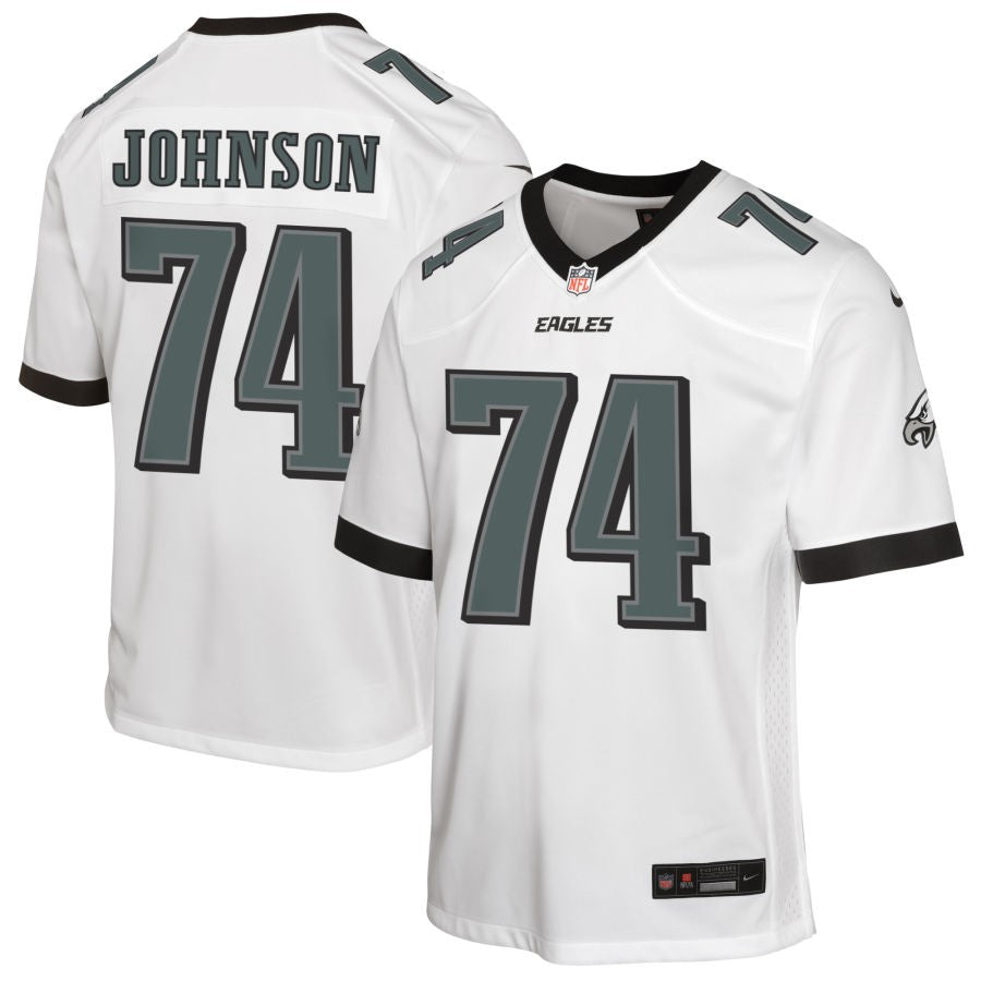 Fred Johnson Youth Nike White Philadelphia Eagles Custom Game Jersey