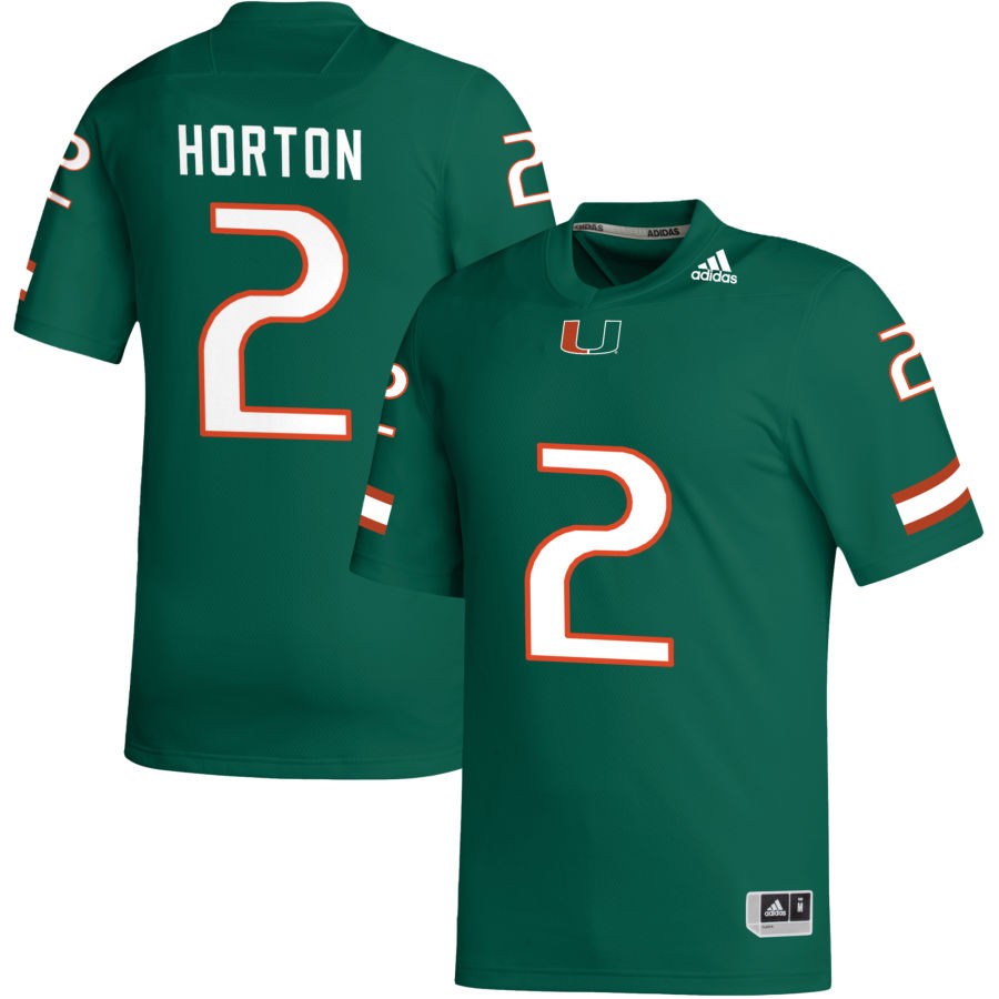 Isaiah Horton Men's adidas Green Miami Hurricanes Pick-A-Player NIL Replica Football Jersey