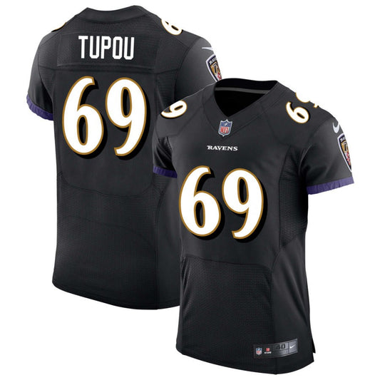 Josh Tupou Men's Nike Black Baltimore Ravens Speed Machine Elite Custom Jersey