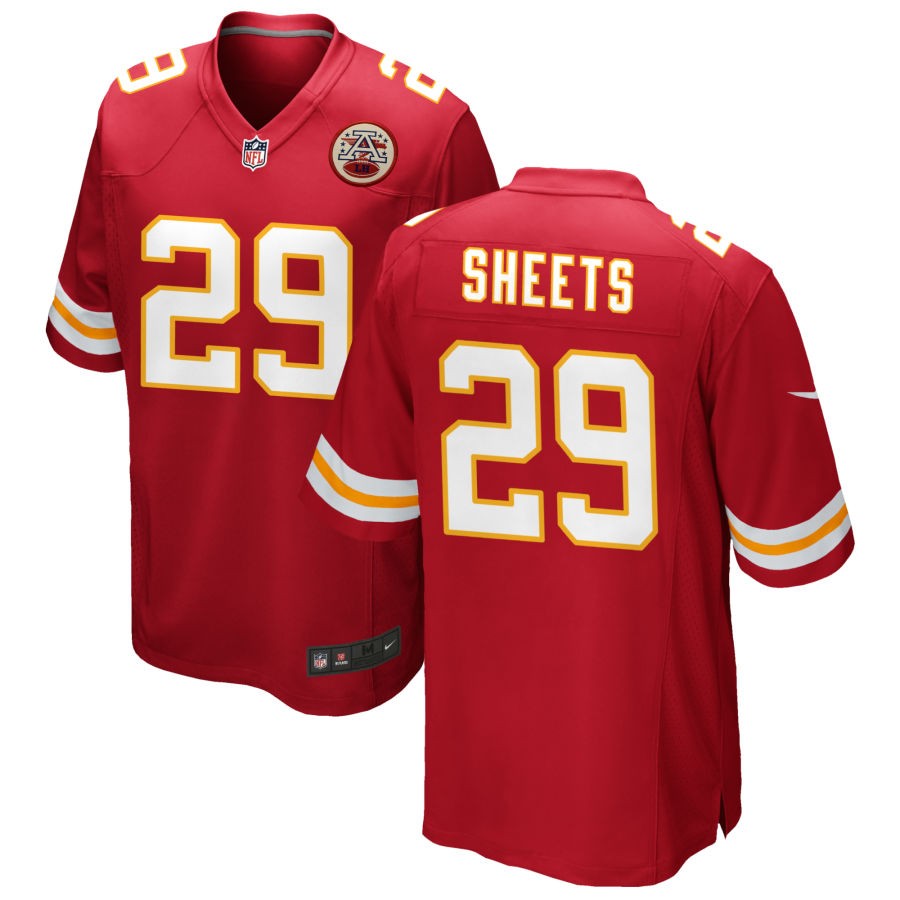 Kyle Sheets Men's Nike Red Kansas City Chiefs Custom Game Jersey