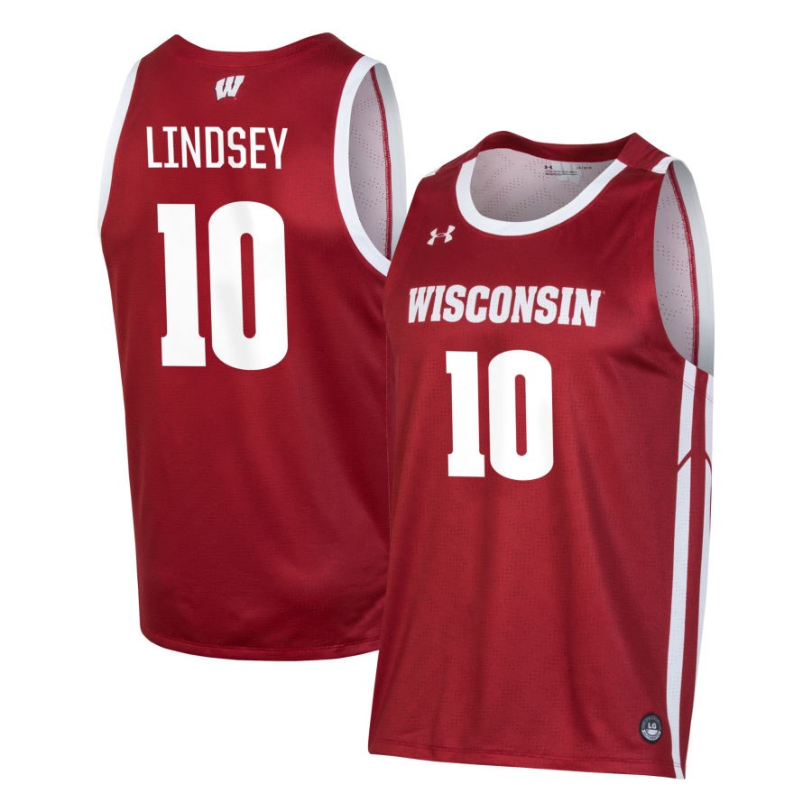 Isaac Lindsey Men's Under Armour Red Wisconsin Badgers Pick-A-Player NIL Men's Basketball Jersey