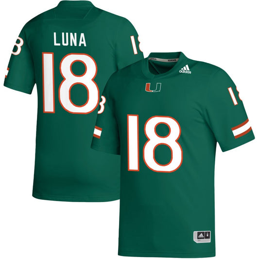 Riply Luna Men's adidas Green Miami Hurricanes Pick-A-Player NIL Replica Football Jersey