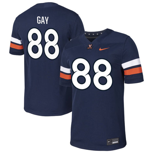 Karson Gay Men's Nike  Navy Virginia Cavaliers Pick-A-Player NIL Football Game Jersey