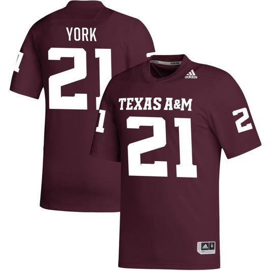 Taurean York Men's adidas Maroon Texas A&M Aggies Pick-A-Player NIL Replica Football Jersey