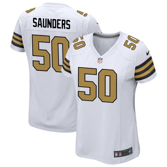 Khalen Saunders Women's Nike  White New Orleans Saints Alternate Custom Game Jersey