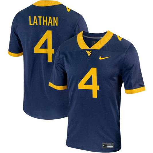 Travious Lathan Men's Nike Navy West Virginia Mountaineers Pick-A-Player NIL Replica Football Jersey