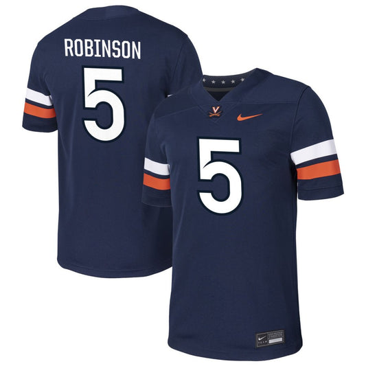 Kamren Robinson Men's Nike  Navy Virginia Cavaliers Pick-A-Player NIL Football Game Jersey