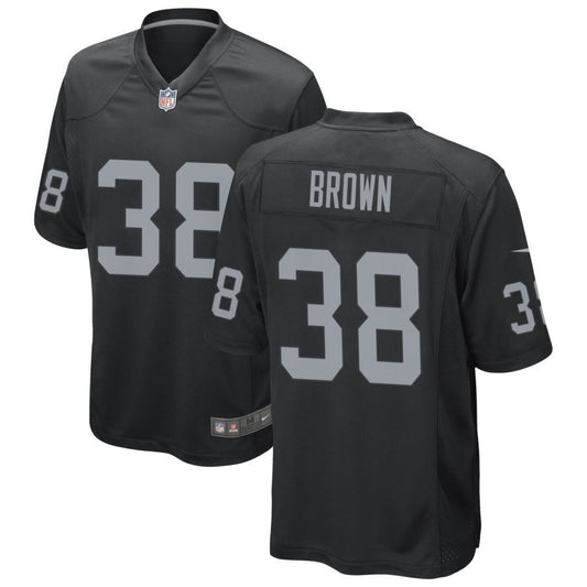 Brittain Brown Youth Nike Las Vegas Raiders Black Custom Game Jersey