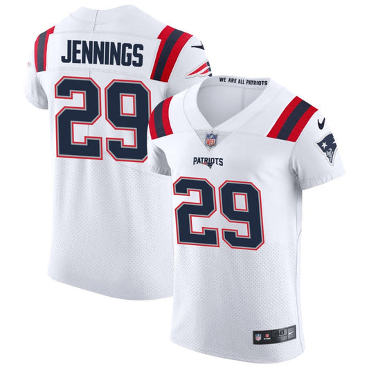 Terrell Jennings Men's Nike White New England Patriots Vapor Elite Custom Jersey