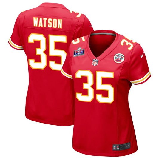 Jaylen Watson Women's Nike Red Kansas City Chiefs Super Bowl LVIII Patch Custom Game Jersey