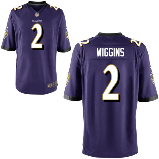 Nate Wiggins Youth Nike Purple Baltimore Ravens Custom Game Jersey