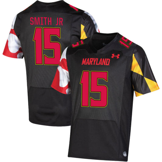 Octavian Smith Jr Men's Under Armour Black Maryland Terrapins Pick-A-Player NIL Replica Football Jersey