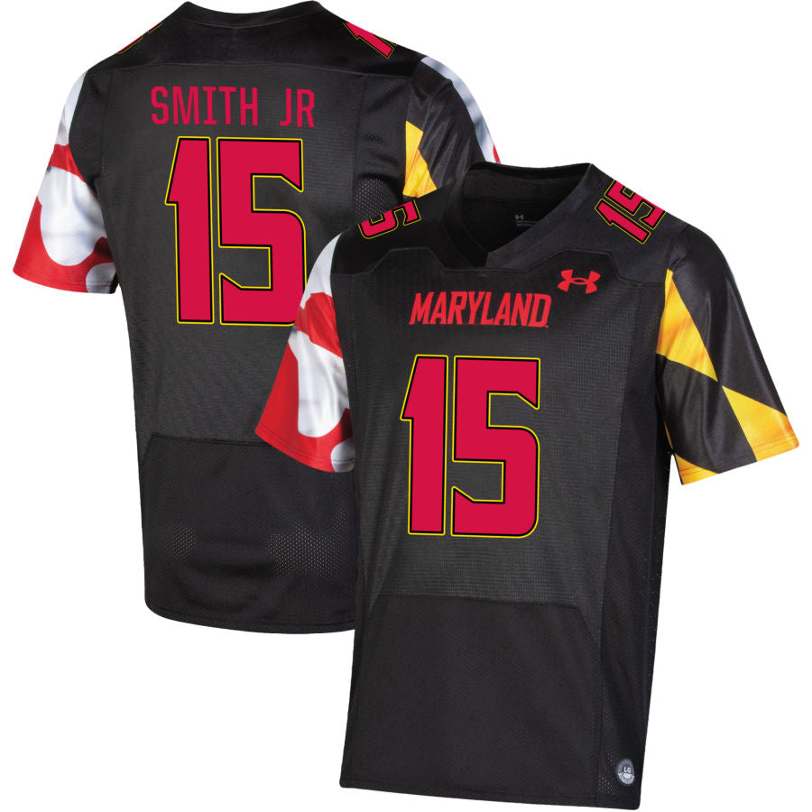 Octavian Smith Jr Men's Under Armour Black Maryland Terrapins Pick-A-Player NIL Replica Football Jersey