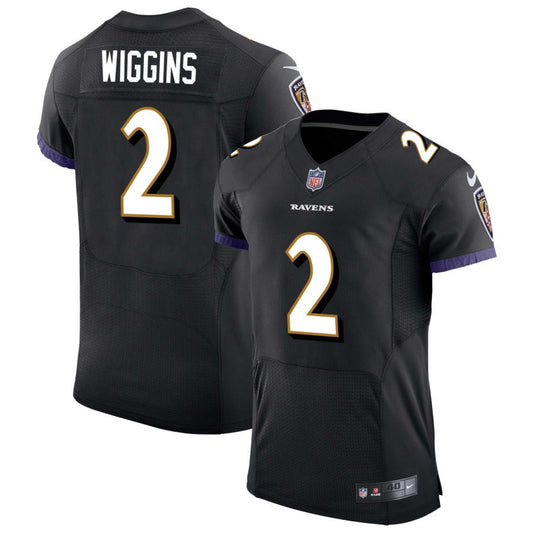 Nate Wiggins Men's Nike Black Baltimore Ravens Speed Machine Elite Custom Jersey