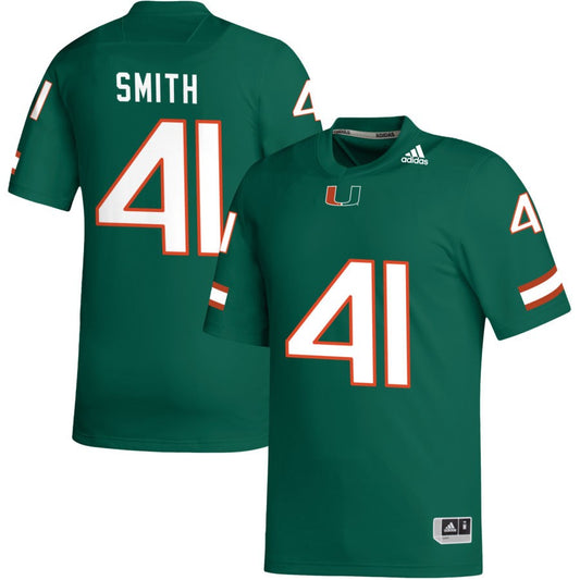 Chase Smith Men's adidas Green Miami Hurricanes Pick-A-Player NIL Replica Football Jersey