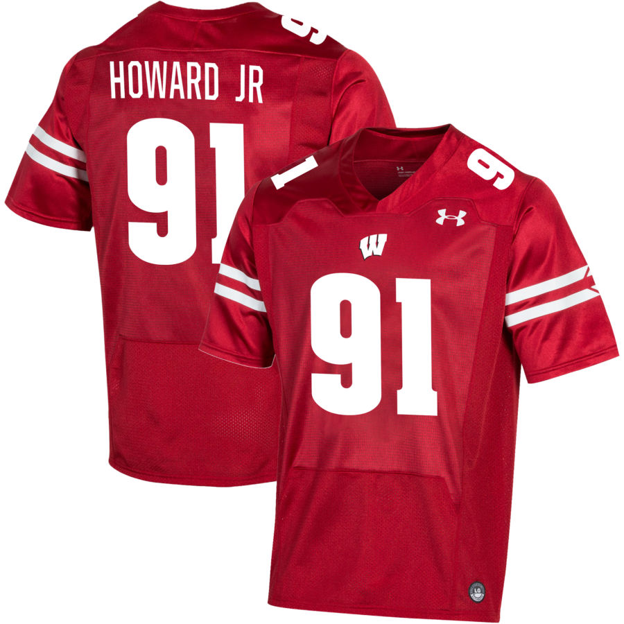 Jamel Howard Jr Men's Under Armour Red Wisconsin Badgers Pick-A-Player NIL Replica Football Jersey