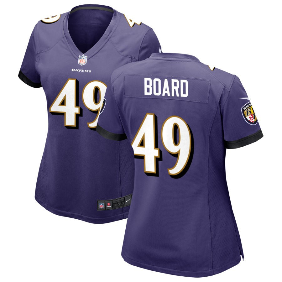 Chris Board Women's Nike Purple Baltimore Ravens Custom Game Jersey