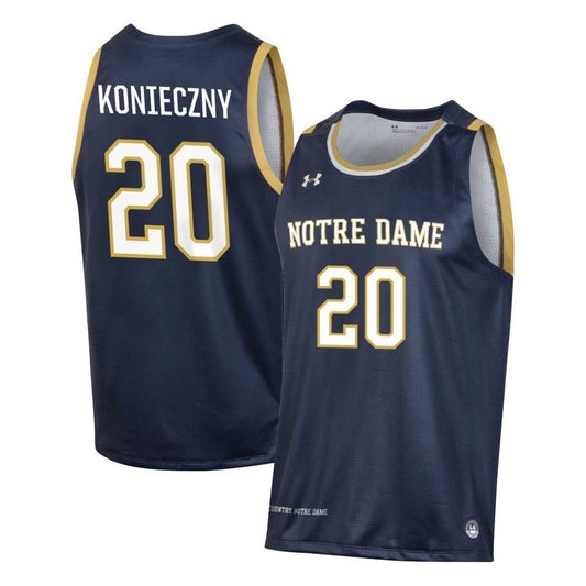 J.R. Konieczny Men's Under Armour Navy Notre Dame Fighting Irish Pick-A-Player NIL Men's Basketball Jersey