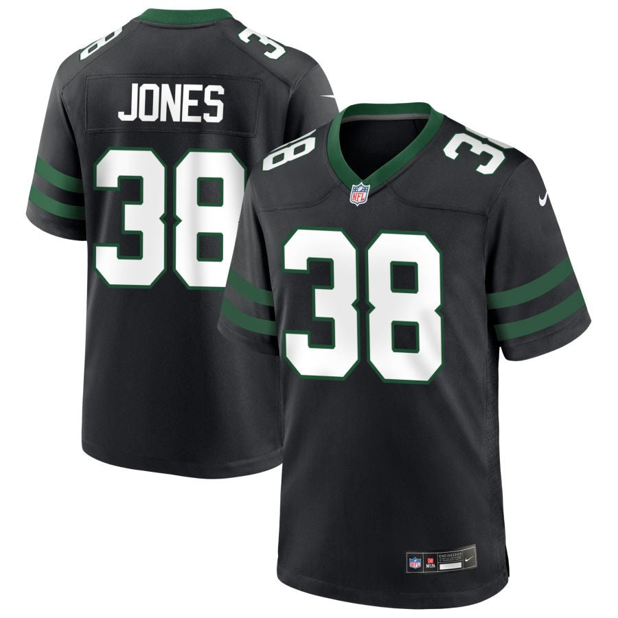 Myles Jones Men's Nike  Legacy Black New York Jets Alternate Custom Game Jersey