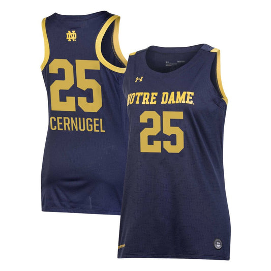 Sarah Cernugel Women's Under Armour Navy Notre Dame Fighting Irish Pick-A-Player NIL Women's Basketball Jersey