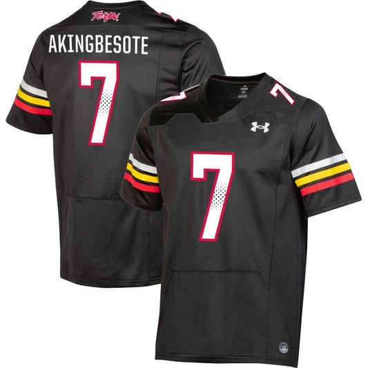 Tommy Akingbesote Men's Under Armour  Black Maryland Terrapins Pick-A-Player NIL Replica Football Jersey