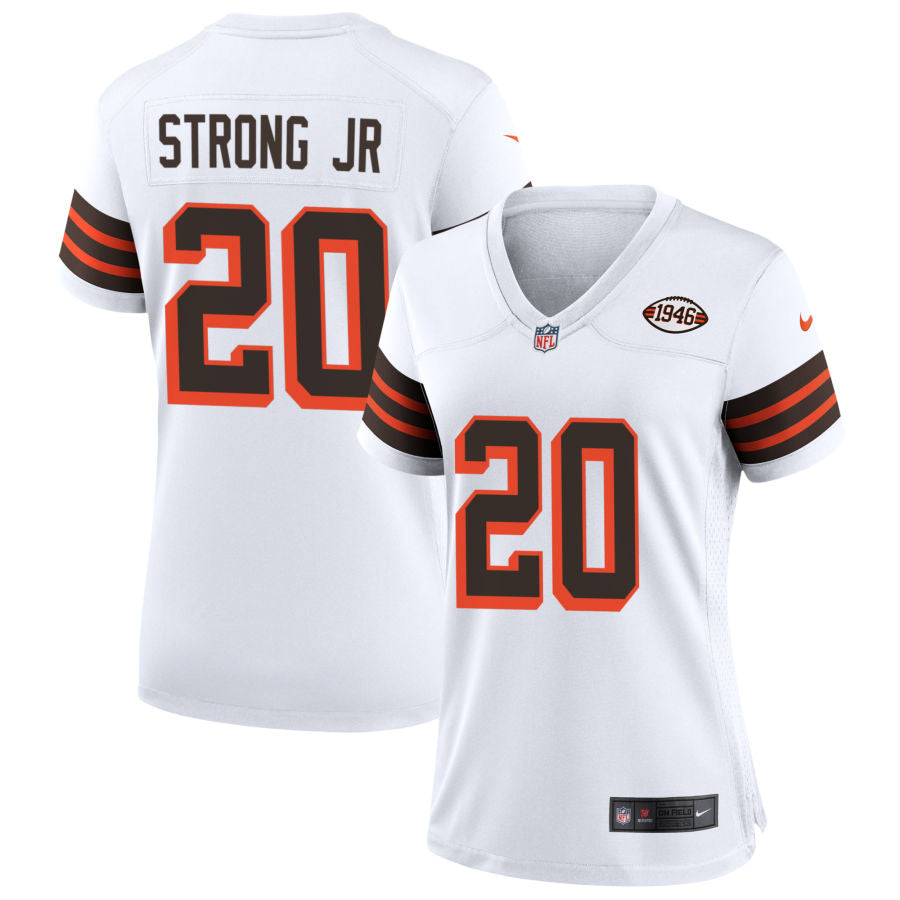 Pierre Strong Jr Women's Nike White Cleveland Browns 1946 Collection Alternate Custom Jersey