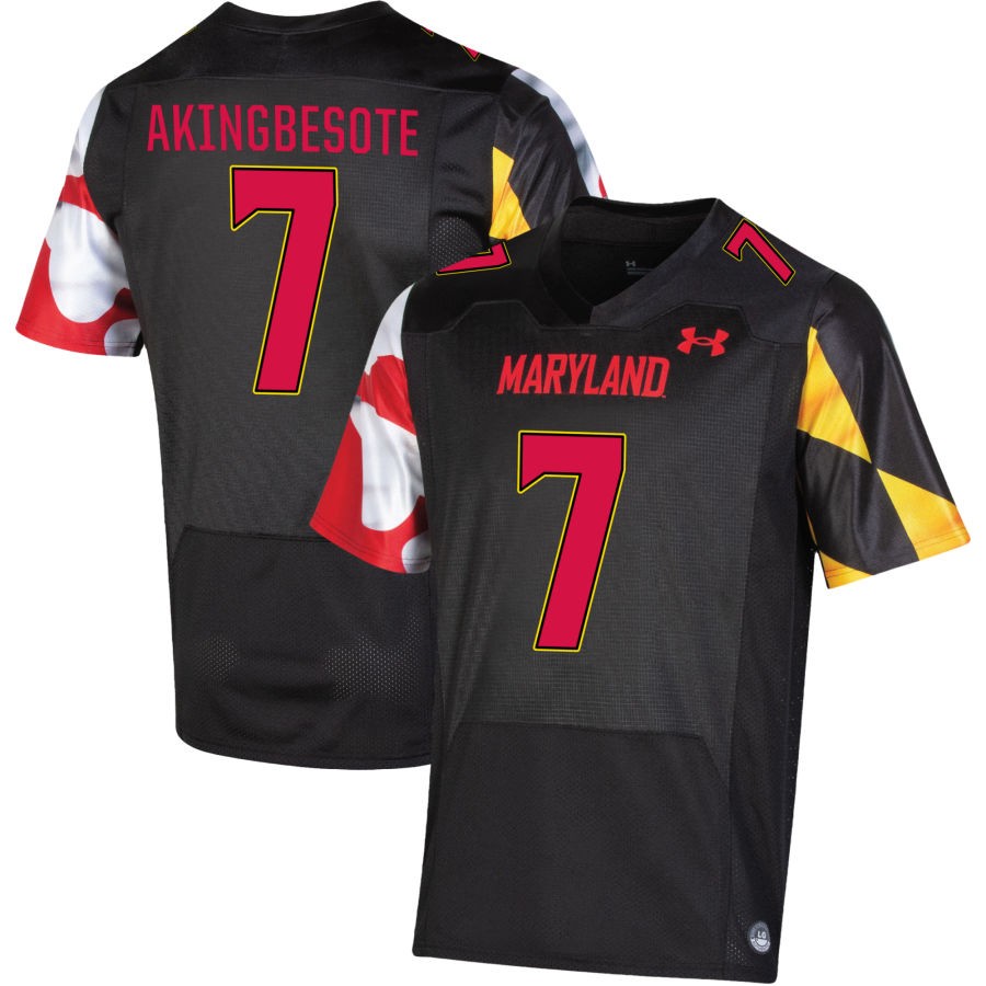 Tommy Akingbesote Men's Under Armour Black Maryland Terrapins Pick-A-Player NIL Replica Football Jersey