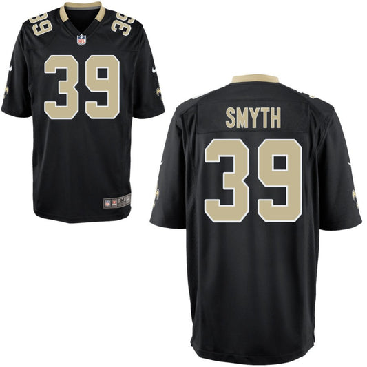 Charlie Smyth Youth Nike Black New Orleans Saints Custom Game Jersey