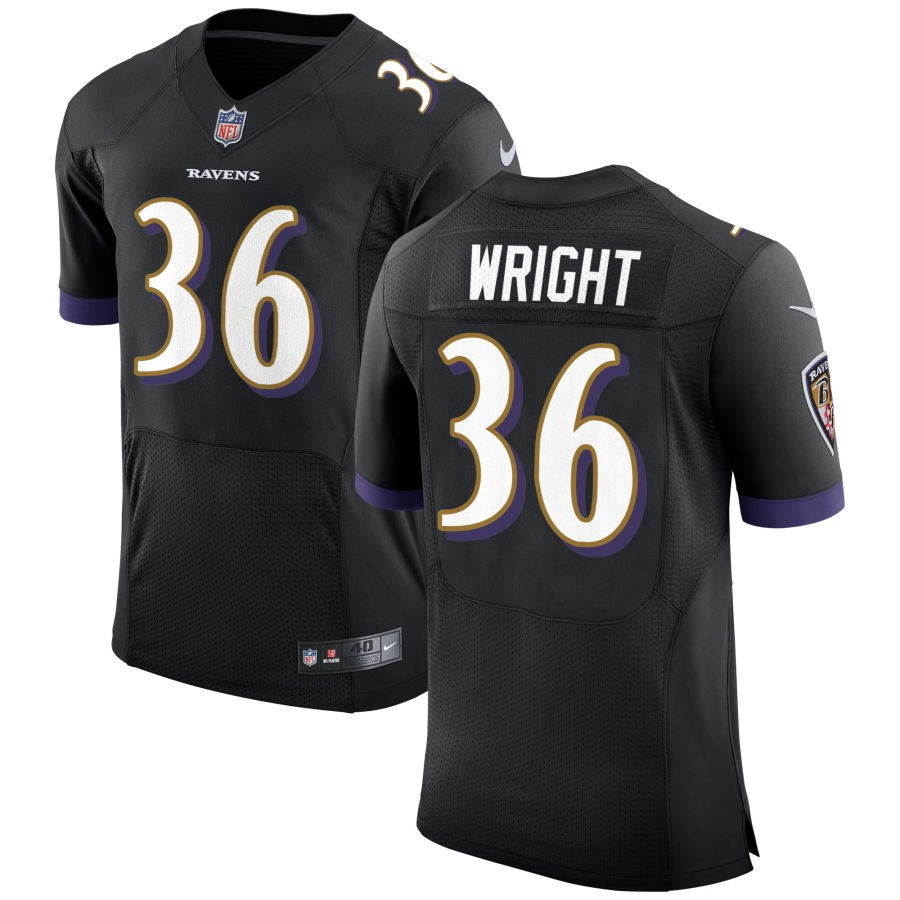 Owen Wright Men's Nike Black Baltimore Ravens Speed Machine Elite Custom Jersey