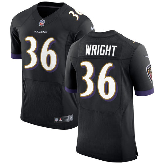 Owen Wright Men's Nike Black Baltimore Ravens Speed Machine Elite Custom Jersey