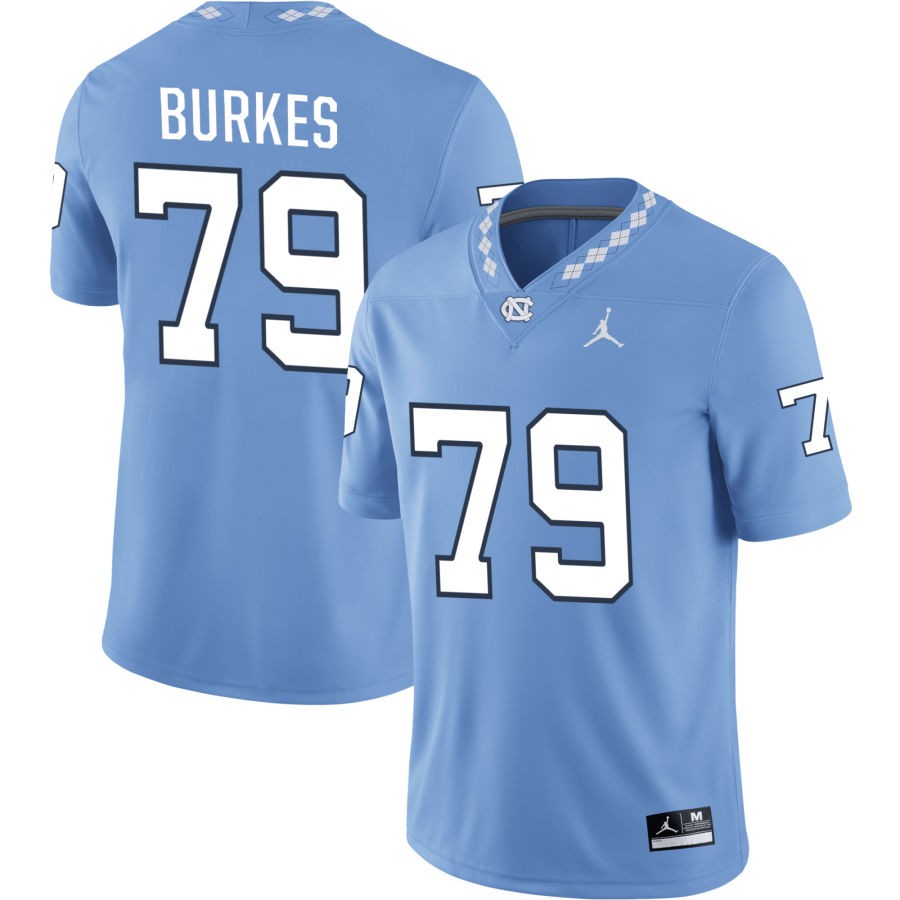 Bo Burkes Men's Jordan Brand Carolina Blue North Carolina Tar Heels Pick-A-Player NIL Replica Football Jersey