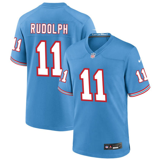 Mason Rudolph Men's Nike Light Blue Tennessee Titans Oilers Throwback Custom Game Jersey