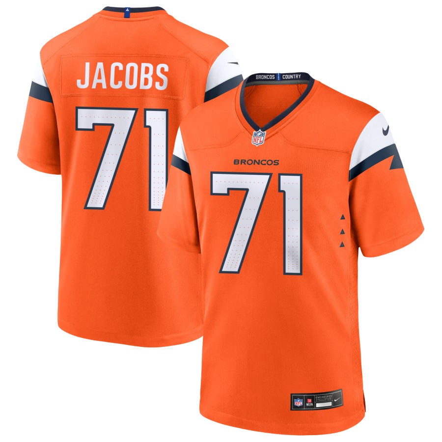 Demontrey Jacobs Men's Nike  Orange Denver Broncos Custom Game Jersey