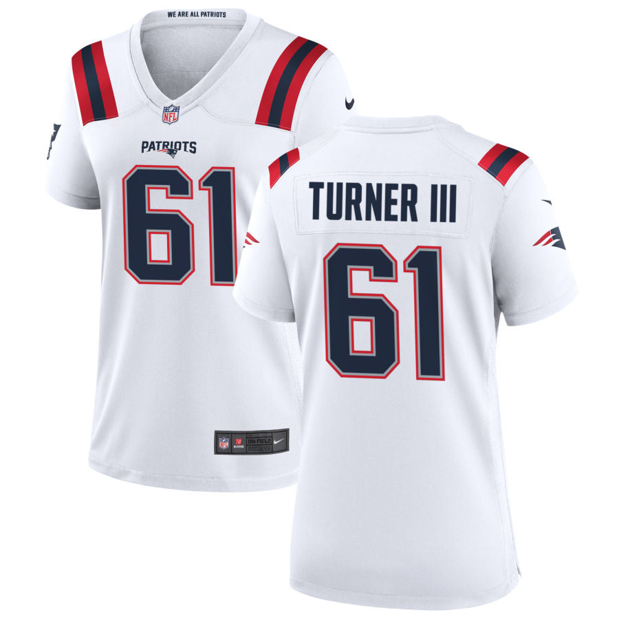 Charles Turner III Women's Nike New England Patriots White Custom Game Jersey