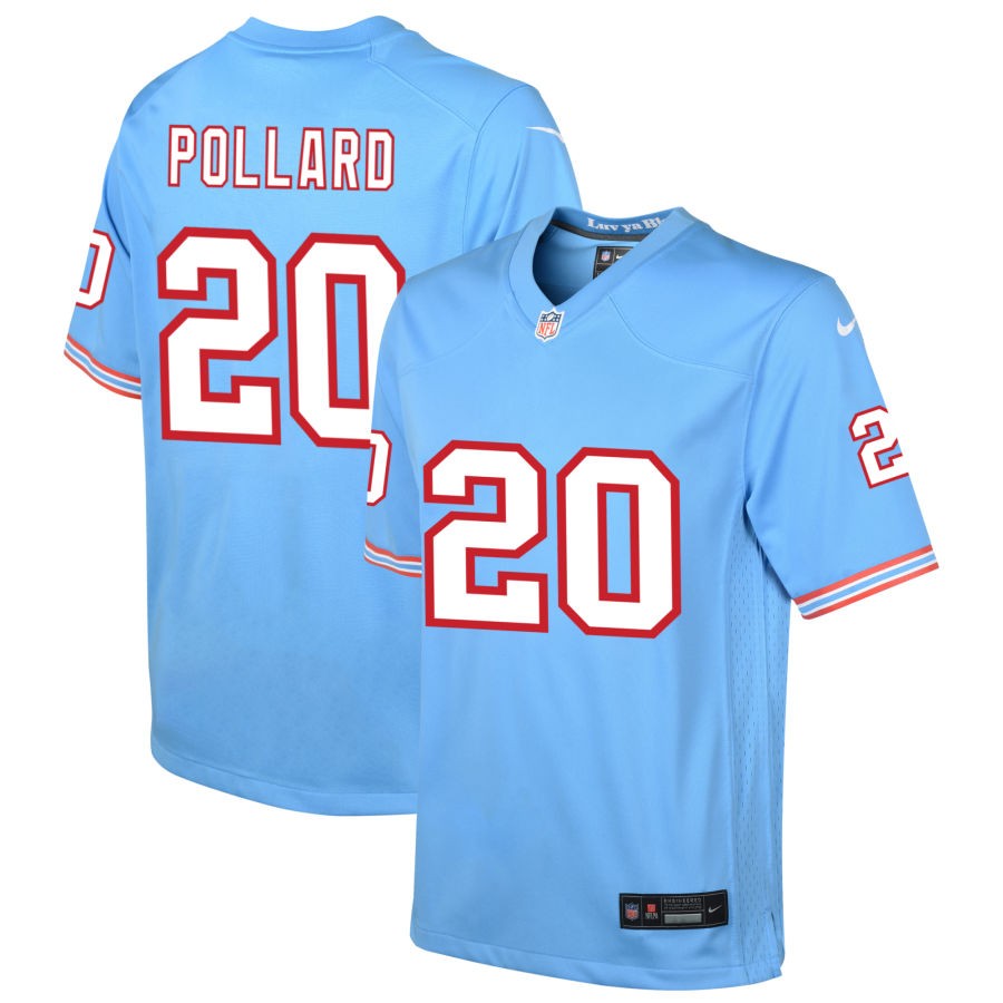 Tony Pollard Youth Nike Light Blue Tennessee Titans Oilers Throwback Custom Game Jersey