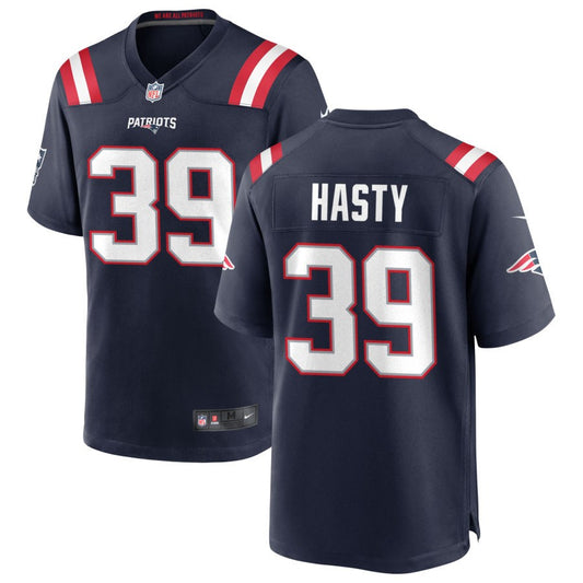 JaMycal Hasty Men's Nike New England Patriots Navy Custom Game Jersey