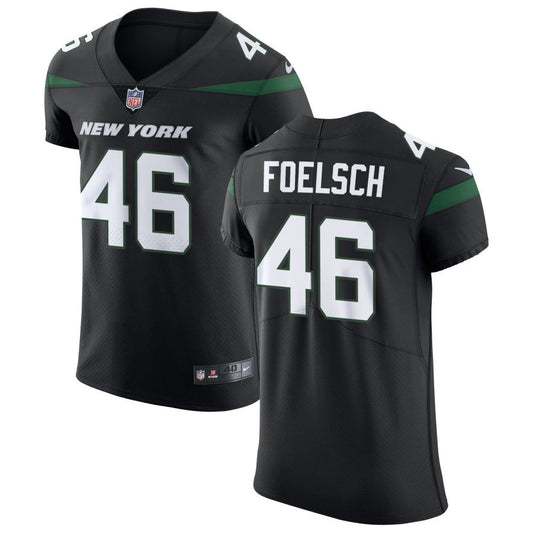 Kevin Foelsch Men's Nike Stealth Black New York Jets Vapor Untouchable Elite Custom Jersey