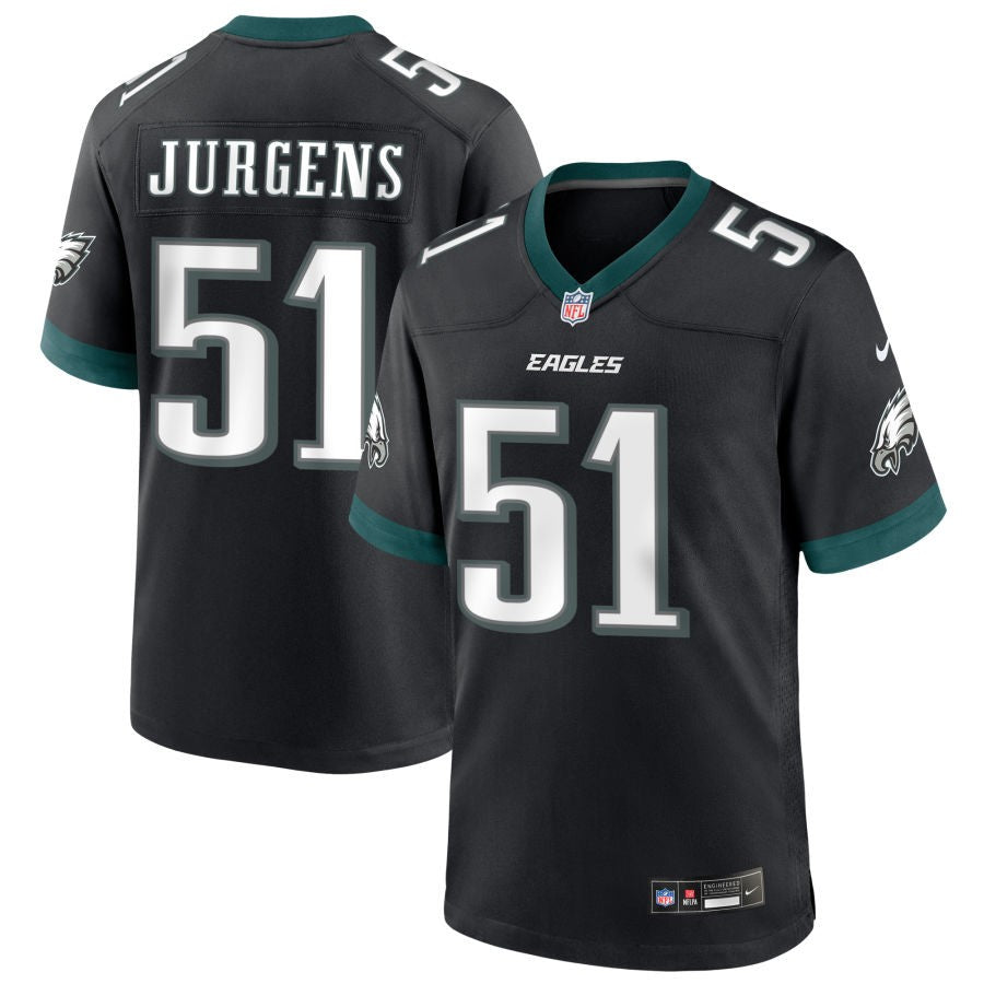 Cam Jurgens Men's Nike Black Philadelphia Eagles Alternate Custom Game Jersey