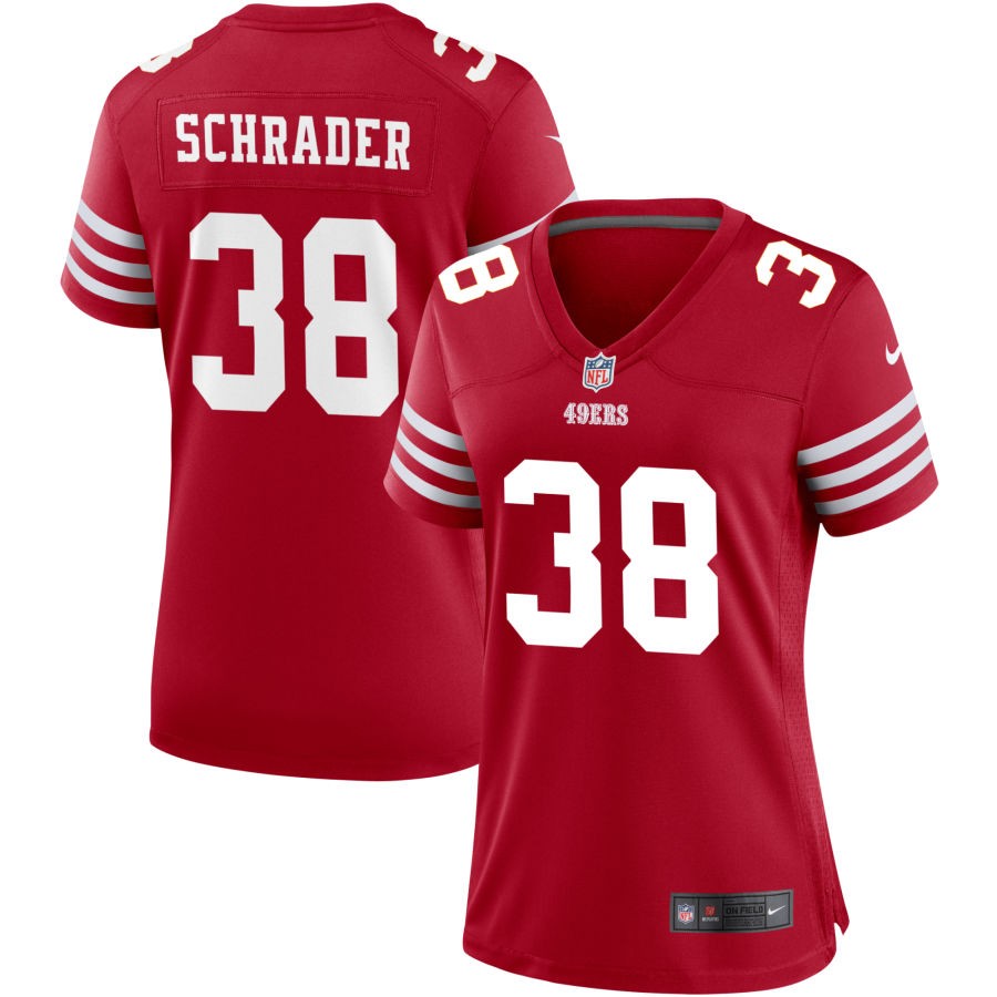 Cody Schrader Women's Nike Scarlet San Francisco 49ers Game Custom Jersey