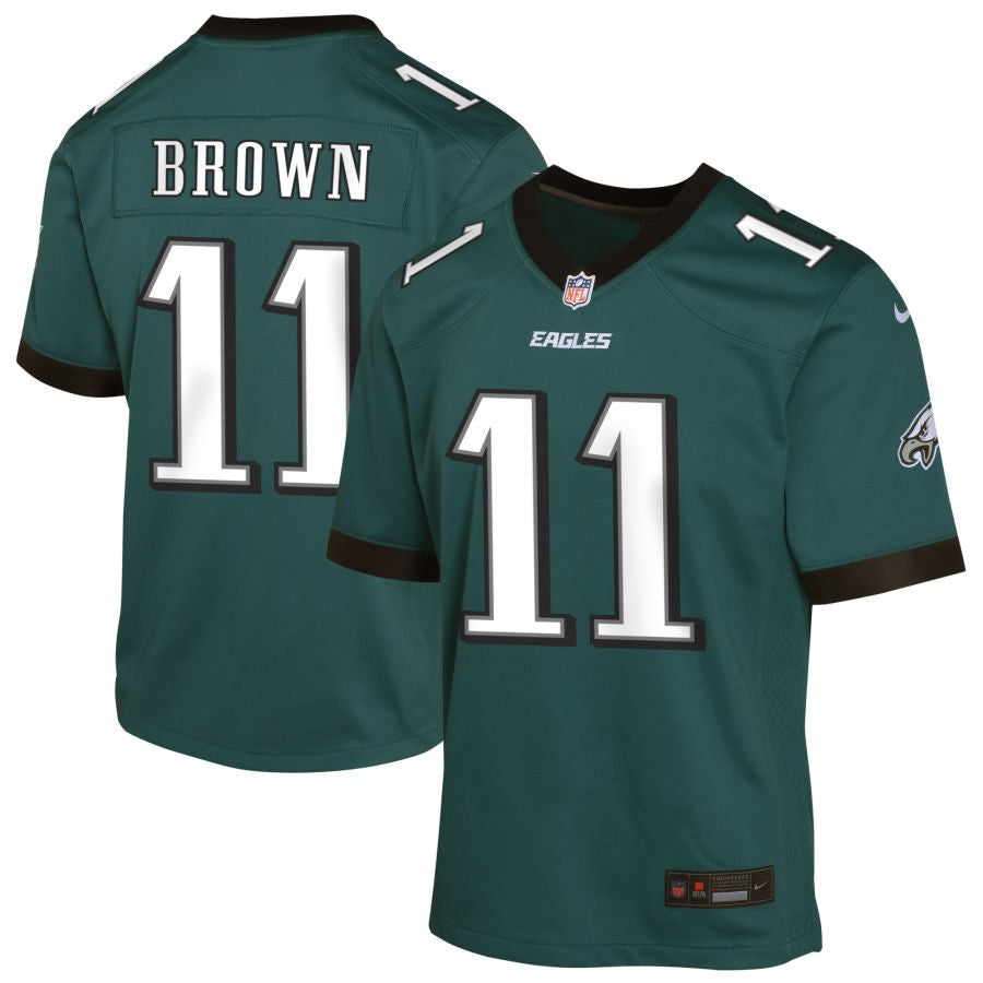 A.J. Brown Youth Nike Midnight Green Philadelphia Eagles Custom Game Jersey