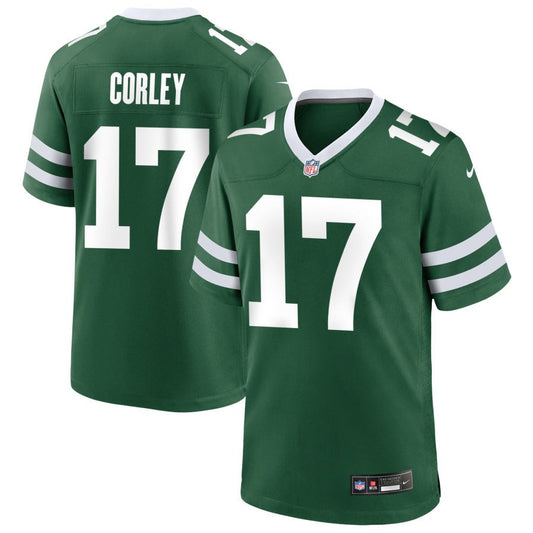 Malachi Corley Men's Nike  Legacy Green New York Jets Custom Game Jersey